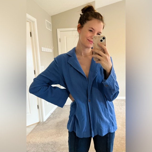 Free People Beach Lightweight Blue Blazer - Picture 3 of 3